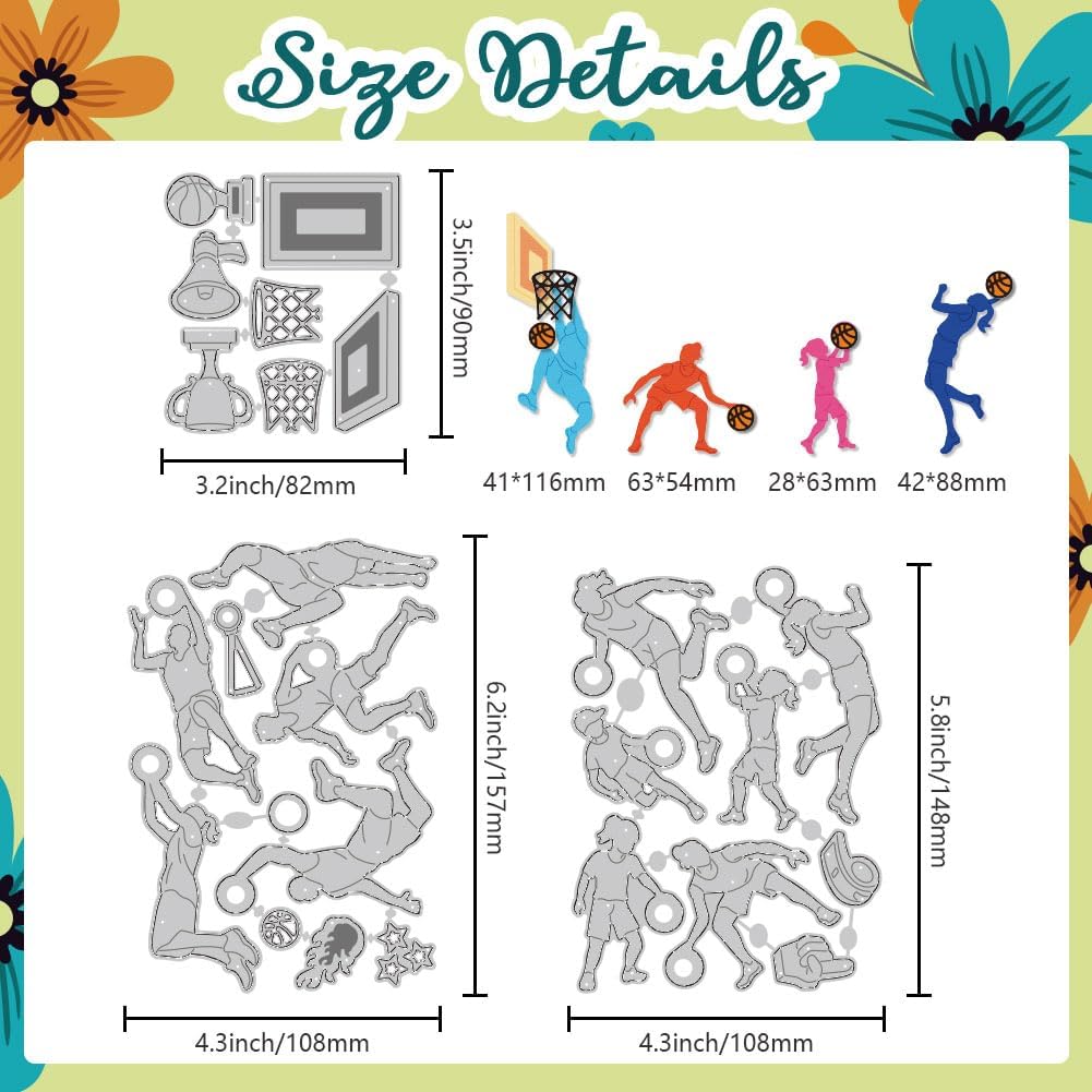 Basketball Player Cutting Dies Sports Season Card Making Die Cut Carbon Steel Die Cuts Stencils Card Scrapbooking Embossing Template for DIY Paper Craft Making Album Gift Invitation Decor