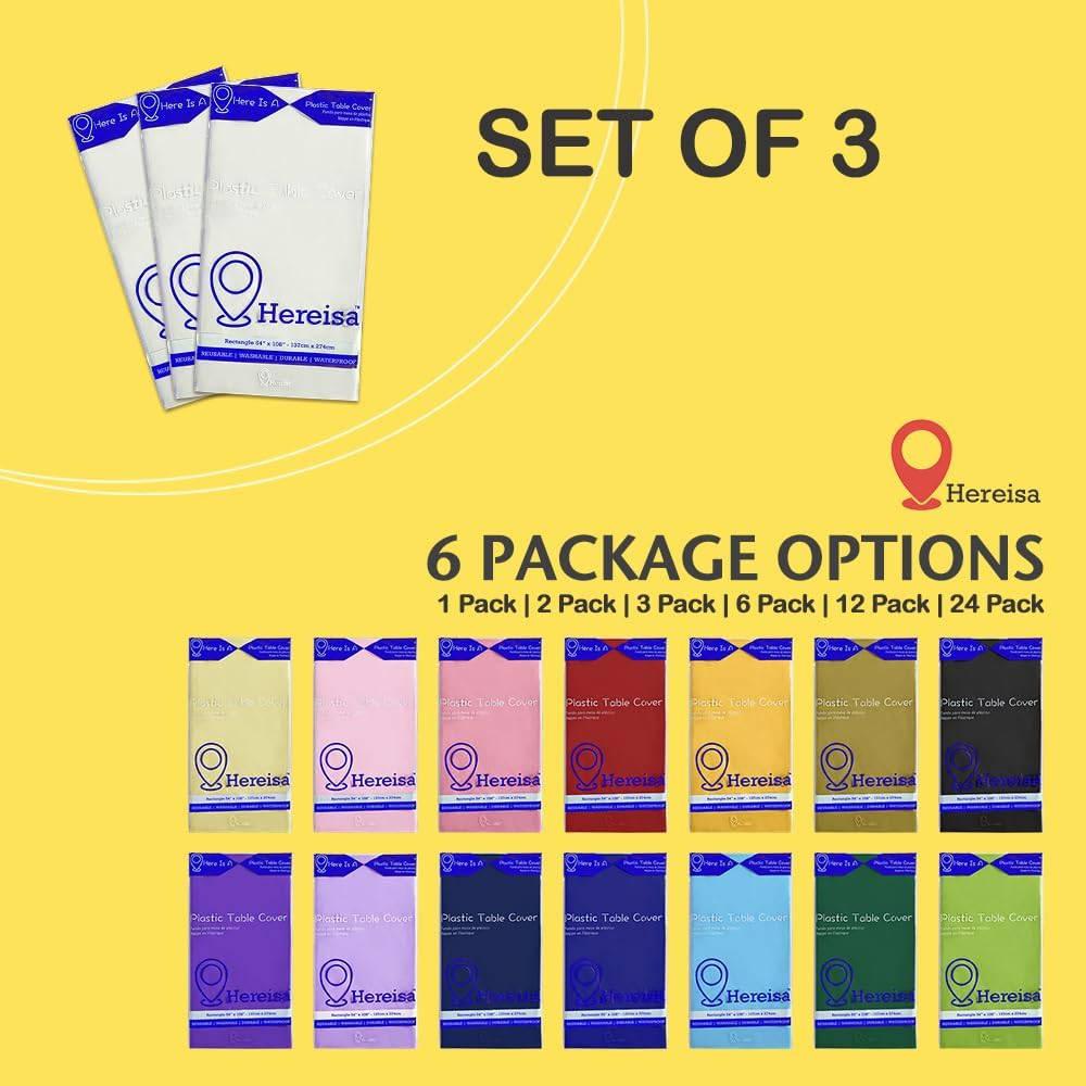 Brand Round White Plastic 84" Disposable Tablecloth (3 Pack), Party & Event Decorative Cover