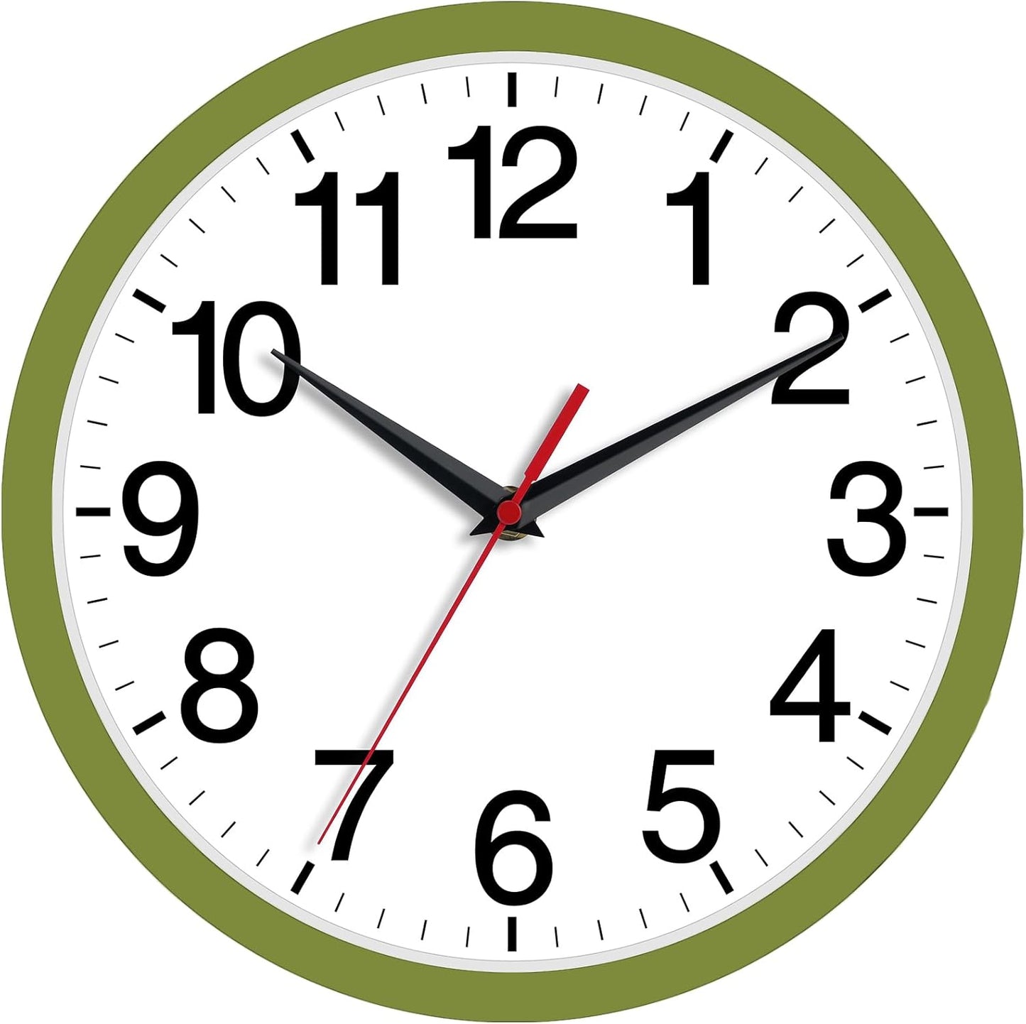 Wall Clock Modern 8 Inch Battery Operated Silent Non Ticking Small Analog Clock Decorative for Bedroom Kitchen Bathroom Office Home (Olive Green)