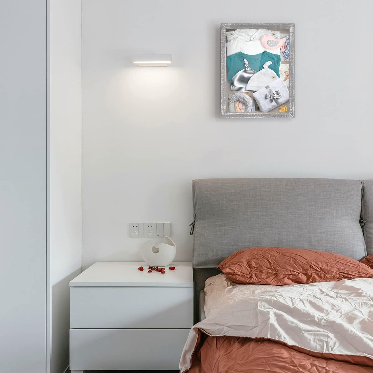 Love-KANKEI Shadow Box Display Case 11x14 Shadow Box Picture Frame with Linen Back Memorabilia Awards Medals Photos Memory Box Gift Rustic Grey