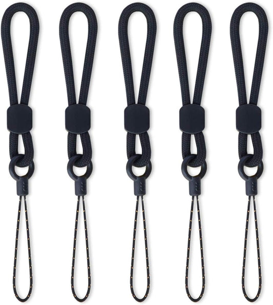 YOUOWO Ring Lanyards Black Finger Strap 5 Pack Short Rope Small Lanyard,For Phone Cases Keys Keychain USB Flash Drive CellPhone iPod ID Card Badge Camera