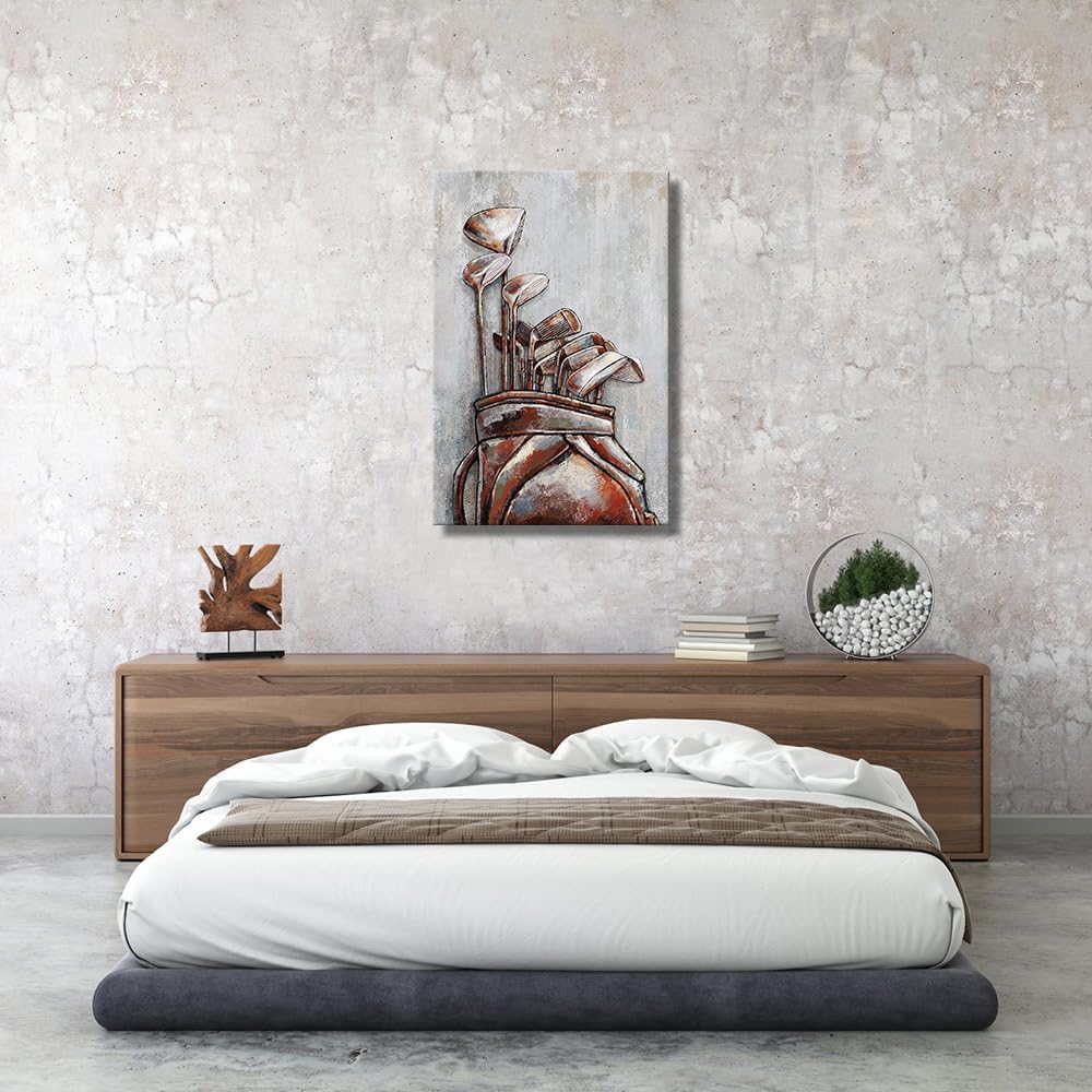 Kalormore Golf Picture Vintage Framed 24x36 Inch Wall Art, Golf Club Painting for Living Room Decor