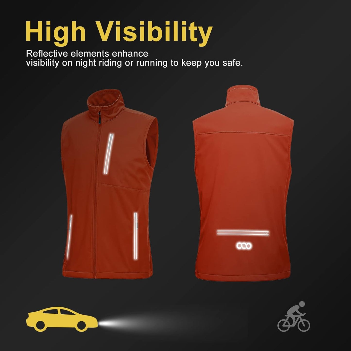 33,000ft Men's Windproof Lightweight Golf Vest Outerwear with Pockets, Softshell Sleeveless Jacket for Running Hiking Sports