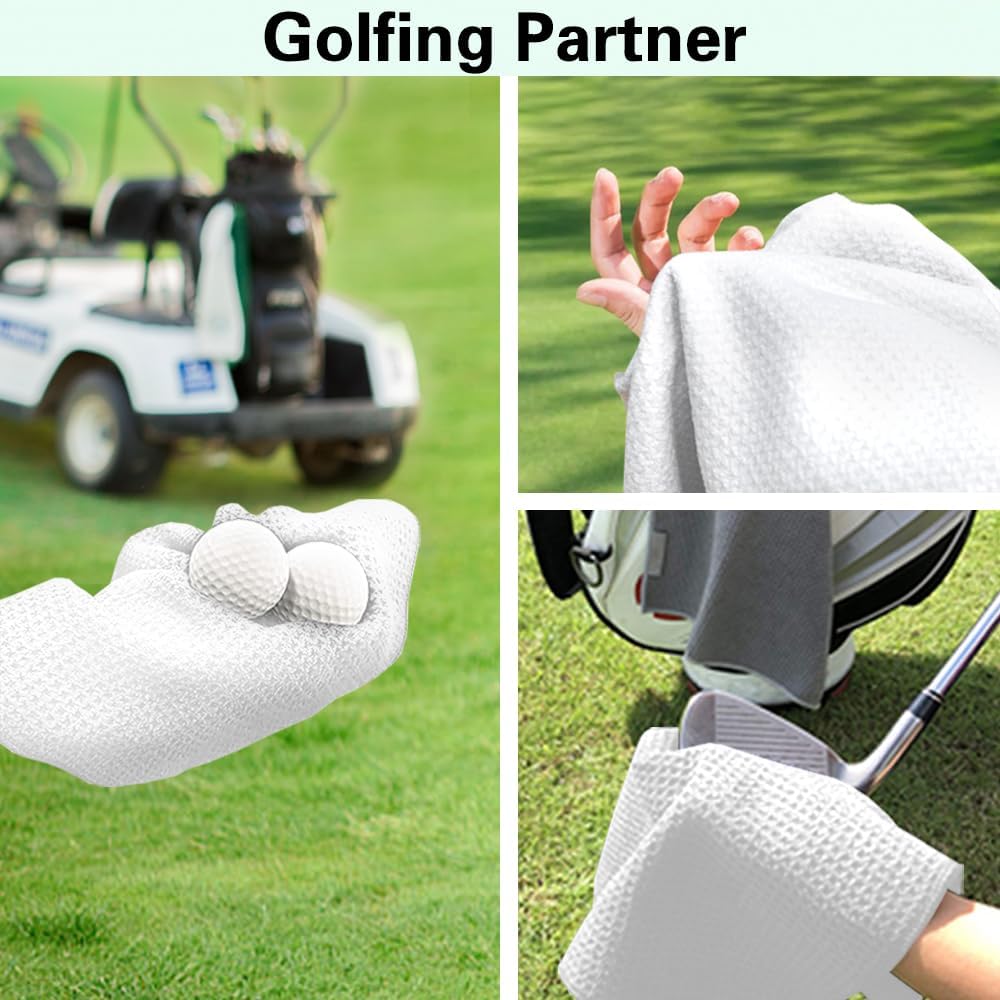 Hole in One Club Funny Printed Microfiber Golf Towel with Clip, Cute Golf Gifts for Golf Fan Dad Mom Papa Husband Grandpa, Golfer Father's Day Birthday Gifts, Golf Accessories for Men Women