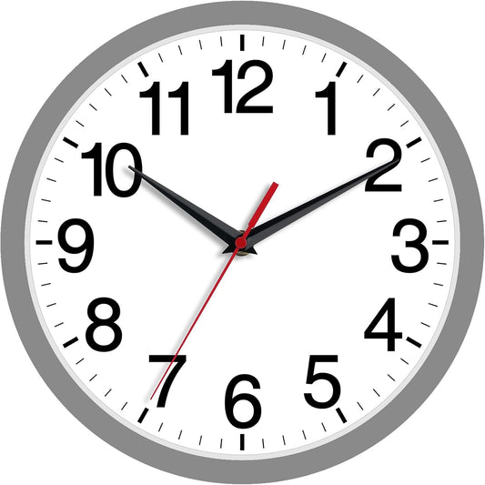 Wall Clock Modern 8 Inch Battery Operated Silent Non Ticking Small Analog Clock Decorative for Bedroom Kitchen Bathroom Office Home (Gray)