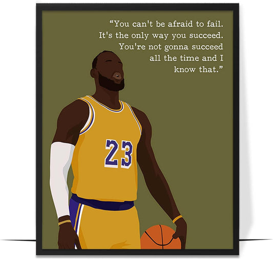 LOLUIS Motivational Basketball Superstar Hand-Drawn Artwork Sport Quote Wall Art Decorations (Unframed 8"x10", Basketball Player 3)