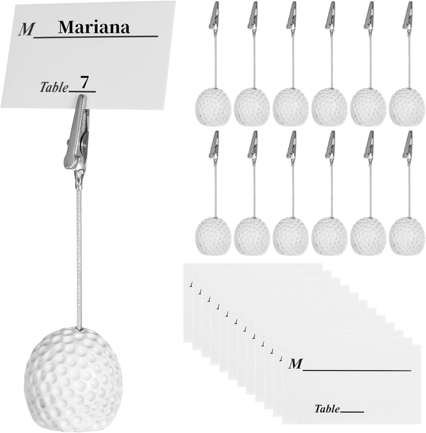 12 Resin Golf Ball Memo Clips, Alligator Clip Holders for Photos, Wedding Table Numbers, Office Or Party Use