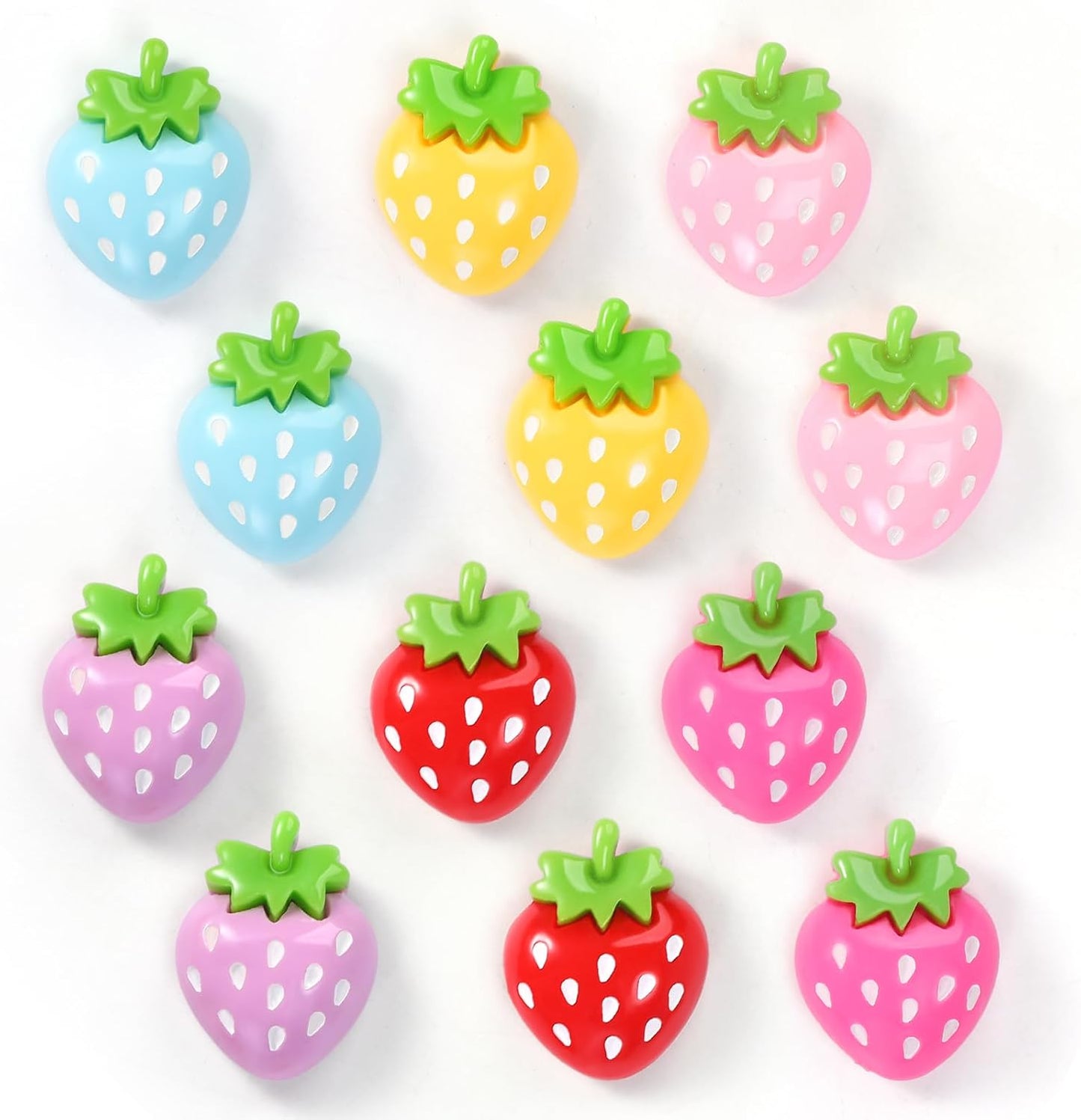 12Pcs Strawberry Fridge Magnet, Cute Refrigerator Decorative Magnets,6 Colors Resin Strawberry Magnets for Kitchen, Locker, Office Accessories (Colorful Strawberry, 12Pack)