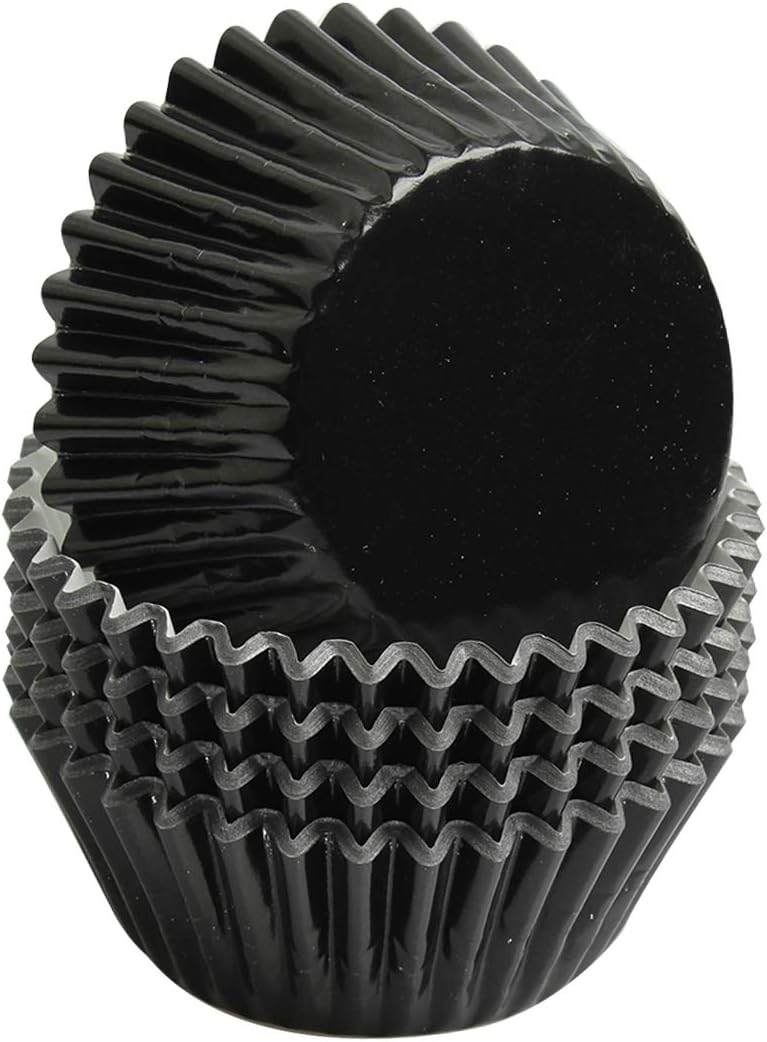 Black-Foil Cupcake Case Liners 100 Pcs Metallic Paper Baking Cups for Birthday Parties, Weddings or Baby showers …