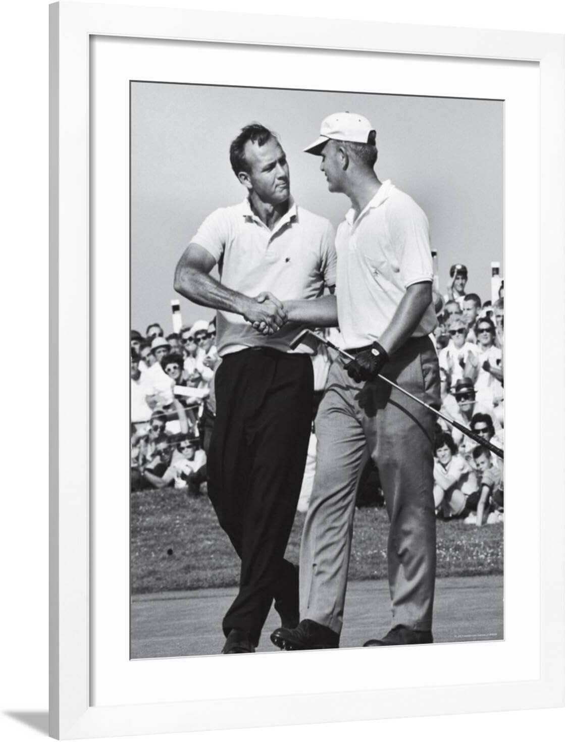 ART.COM Wall Premium Photographic Print Golfer Jack Nicklaus and Arnold Palmer During National Open Tournament on White Frame by John Dominis, 32" x 40"