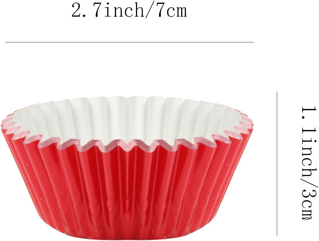 Red-Foil Cupcake Liners Standard Baking Cupscake For Wedding Baby shower Birthday Party(Pack of 100) …