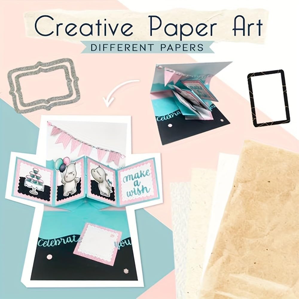 Lapoo Cutting Die for Scrapbooking, 3D Backgrounds Frame New Cutting Dies DIY Album Card Making Decor Paper Craft Metal Die Cuts Party Decorations (Stereo Folding Frame 5.4 x 4 in)