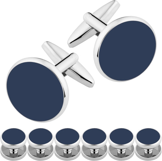 Cufflinks for Men and Tuxedo Shirt Studs Set with Gift Box Stainless Steel Cuff links