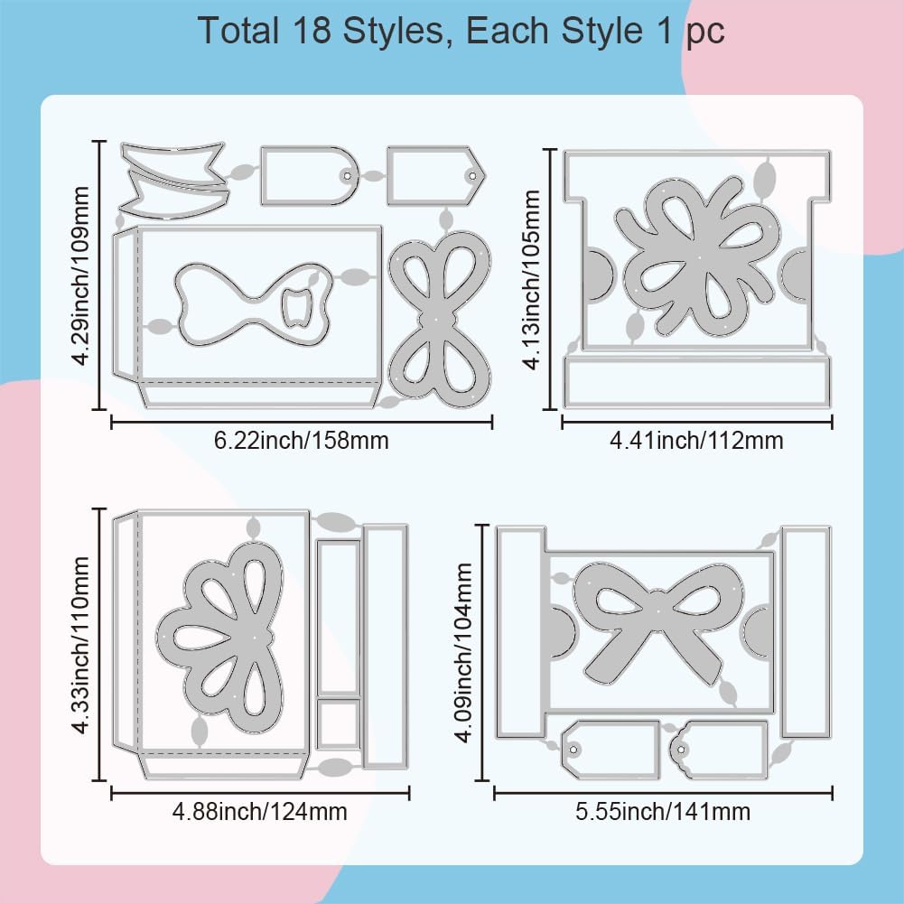 GLOBLELAND Gift Box Gift Card Holder Cutting Dies for Card Making Bow Gift Box Cut Die for DIY Scrapbooking Journal Embossing Paper Craft Decor