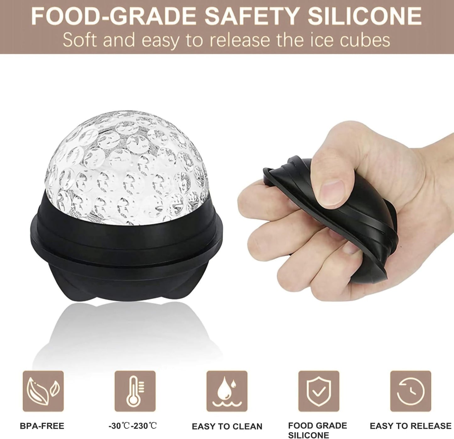 Bangp Golf Ball Ice Molds Set of 4,Whiskey Round Ice Cube Molds, Novelty Sphere Ice Molds Create 2.5 Inch Golf Ice Balls - Each Stone Keeps Your Drinks Cool and Unique,for Men and Women