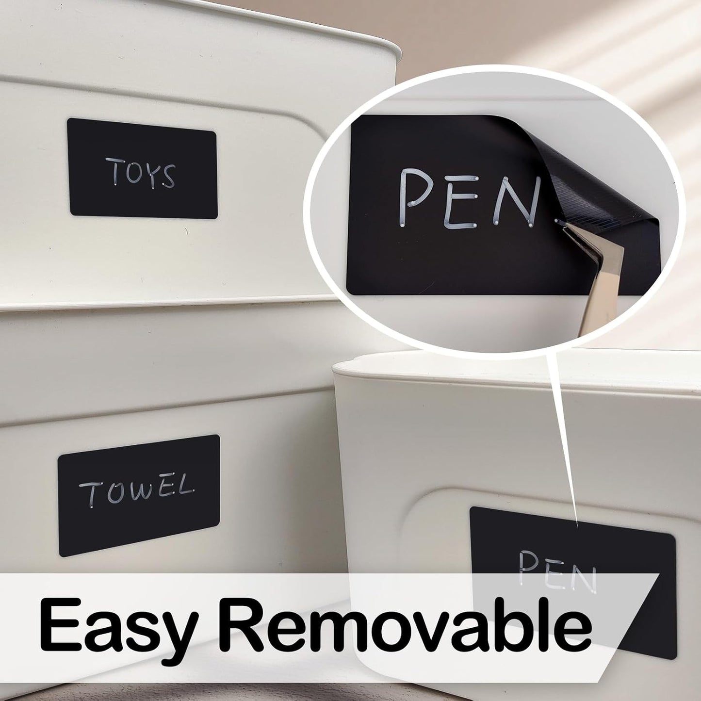 170Pcs Black Removable Labels for Jars,for Storage Bins,for Food Containers with 2 Liquid Chalk Marker(Black)