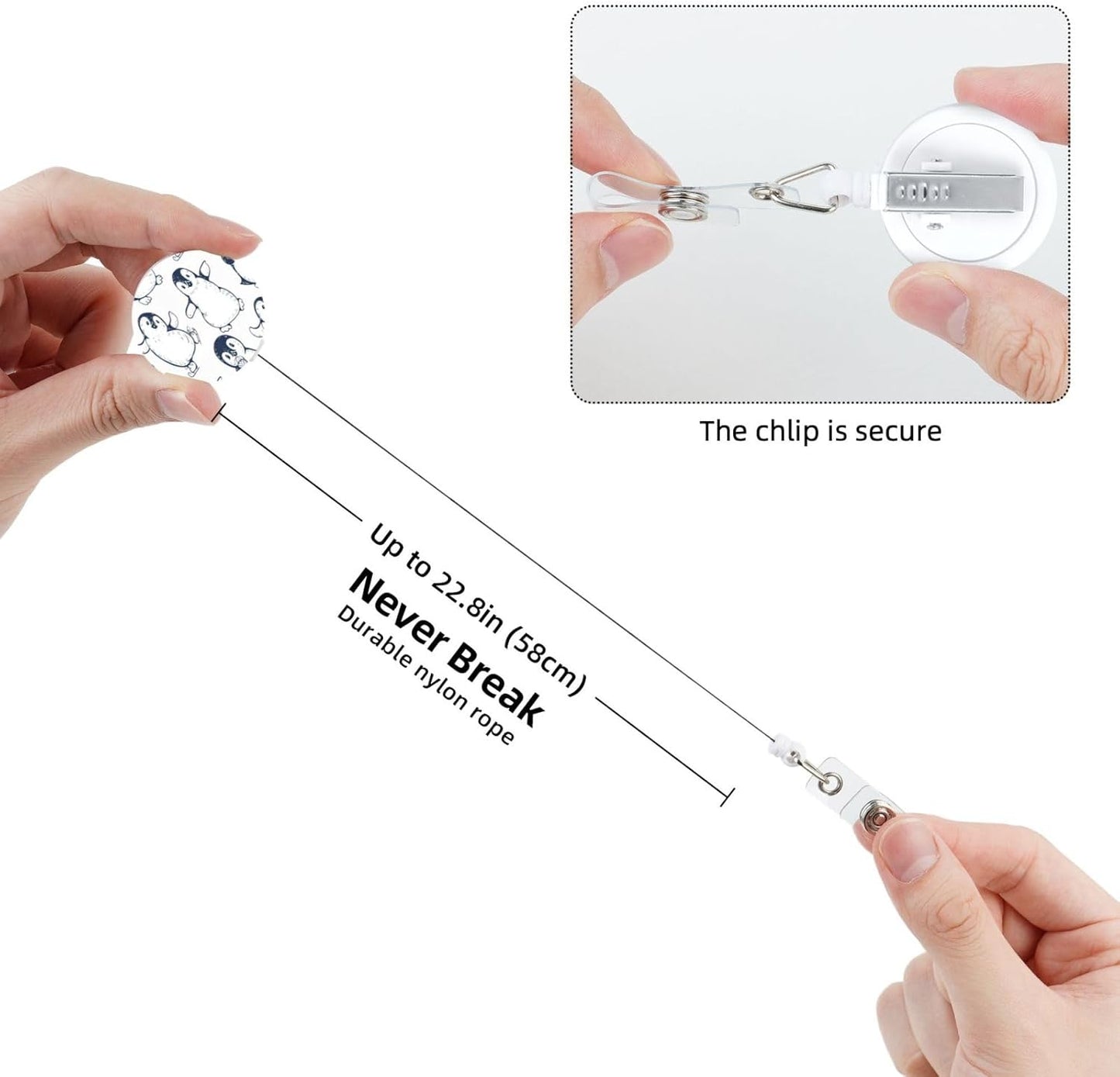 Cute Penguins Badge Reels Retractable Badge Holder with Clip for Id Name Tag Office Worker Student Teacher Nurse Doctor