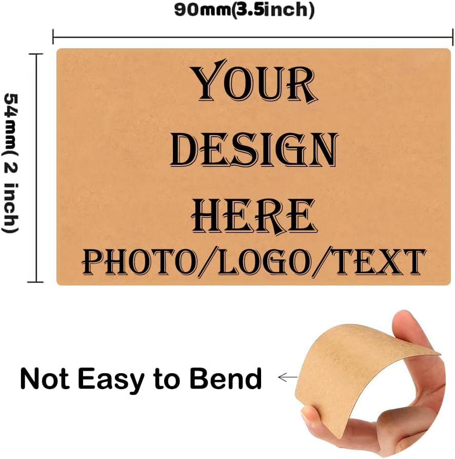 Custom Kraft Paper Business Cards with Your Logo Personalized Kraft Cards Add Photo/Text/Logo Print Your Own Business Cards On Front and Back Sides-100pcs