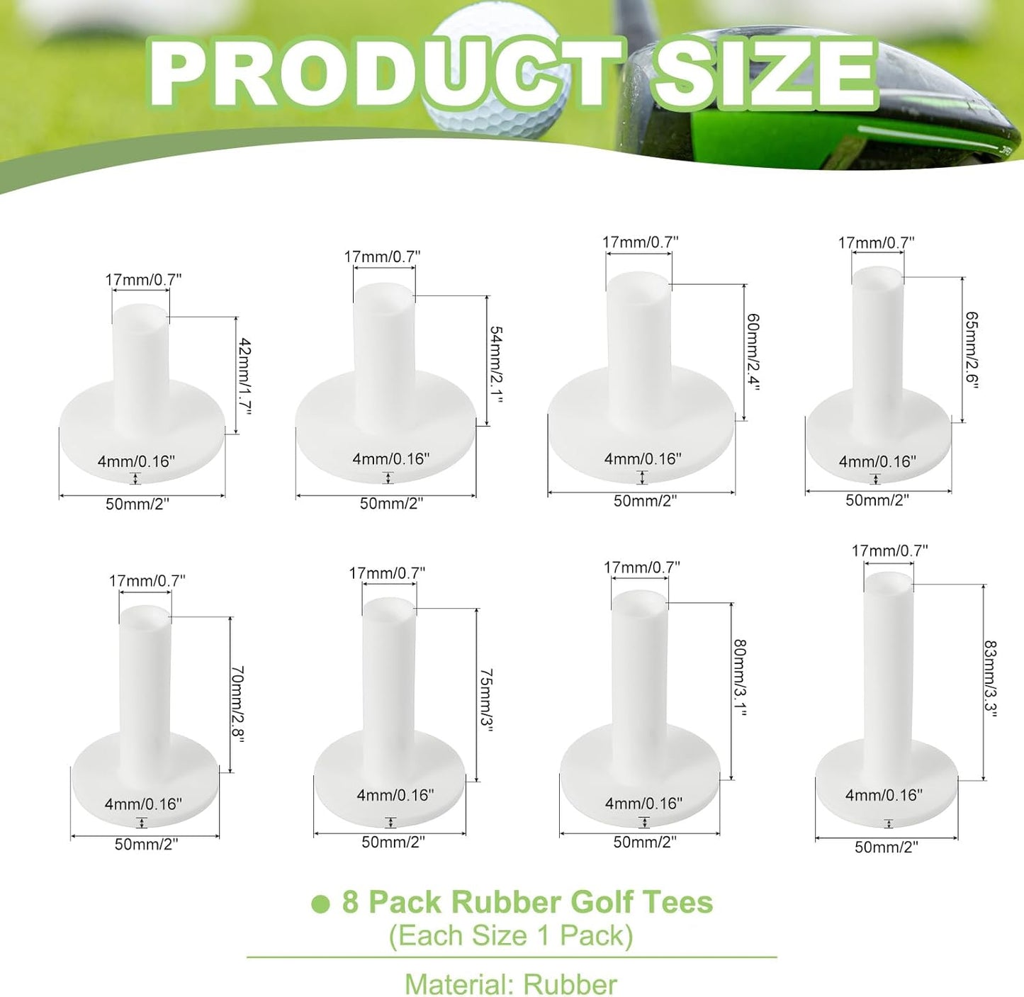 PATIKIL Rubber Golf Tee, Golf Practice Tees Training Driving Range Tee Stable Golf Ball Holder for Outdoor Indoor Hitting Mat