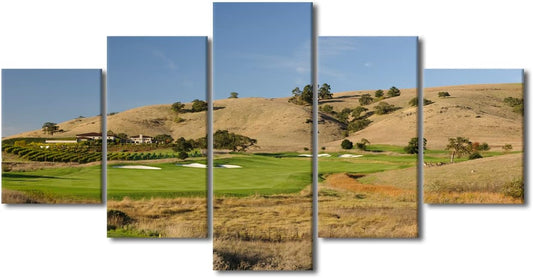 5 Pieces Golf Course Picture Wall Art CordeValle Golf Course Painting Prints Artwork USA Modern Home Decor Canvas Wall Art for Home and Office Wooden Decoration Framed Ready to Hang - 60" W x 32" H