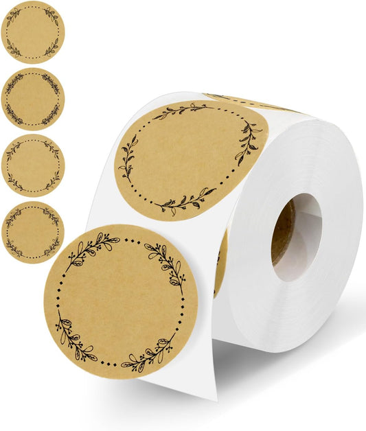 500pcs Canning Stickers Jam and Jelly Jar Labels, Gift Tags 4 Different Wreath Designs, All-Purpose Labels for Mason Jars/Bottle/Name Tags and More(2" Round)