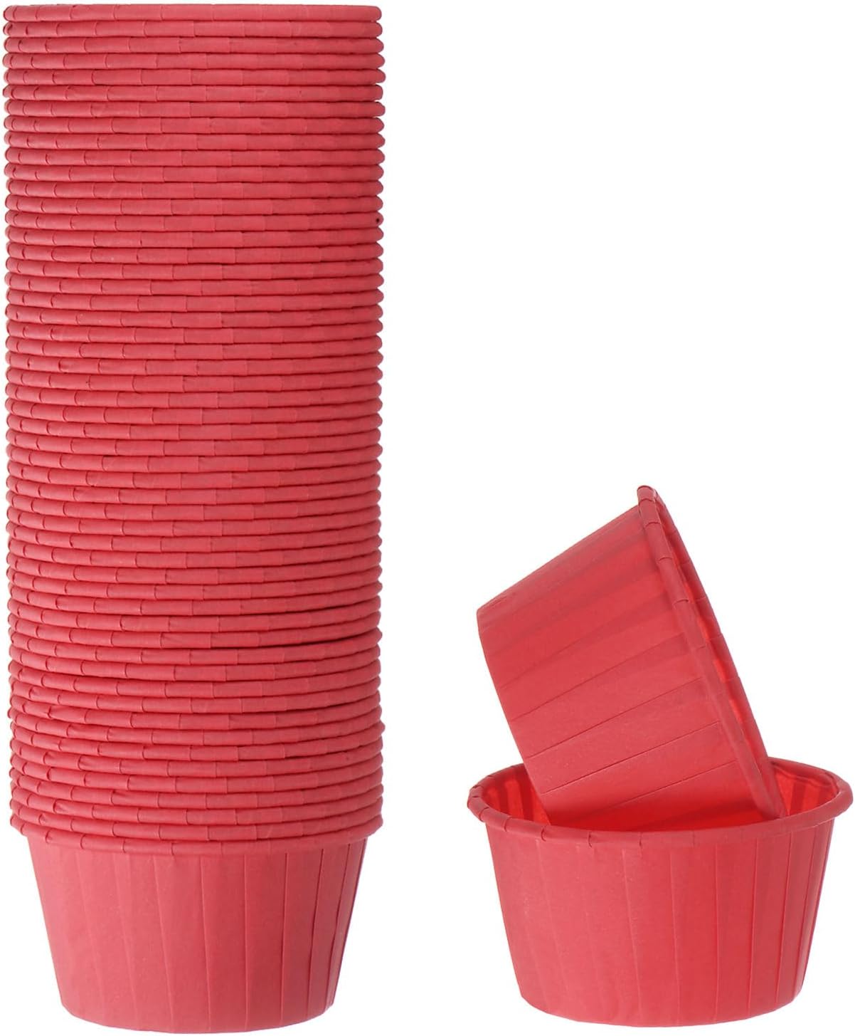 HARFINGTON 50Pcs Cupcake Baking Cups 3.5oz Standard Size Paper Cupcake Liners Greaseproof Wrappers Disposable for Wedding Birthdays Christmas Dessert, Red
