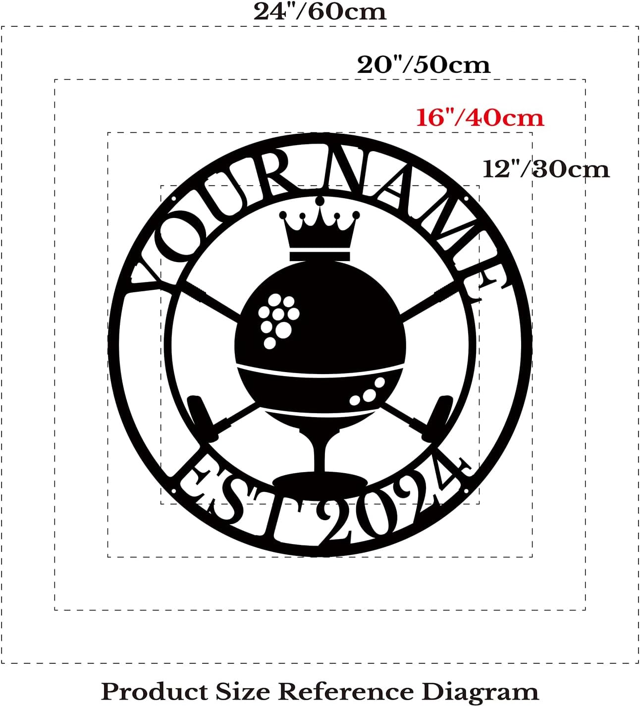 Generic Personalized Golf Name metal Signs,Custom Shed Metal Wall Decor,Black Metal Wall Art Decor,Home Metal Signs Plaques,Outdoor wall Decorative Signage (Style B)