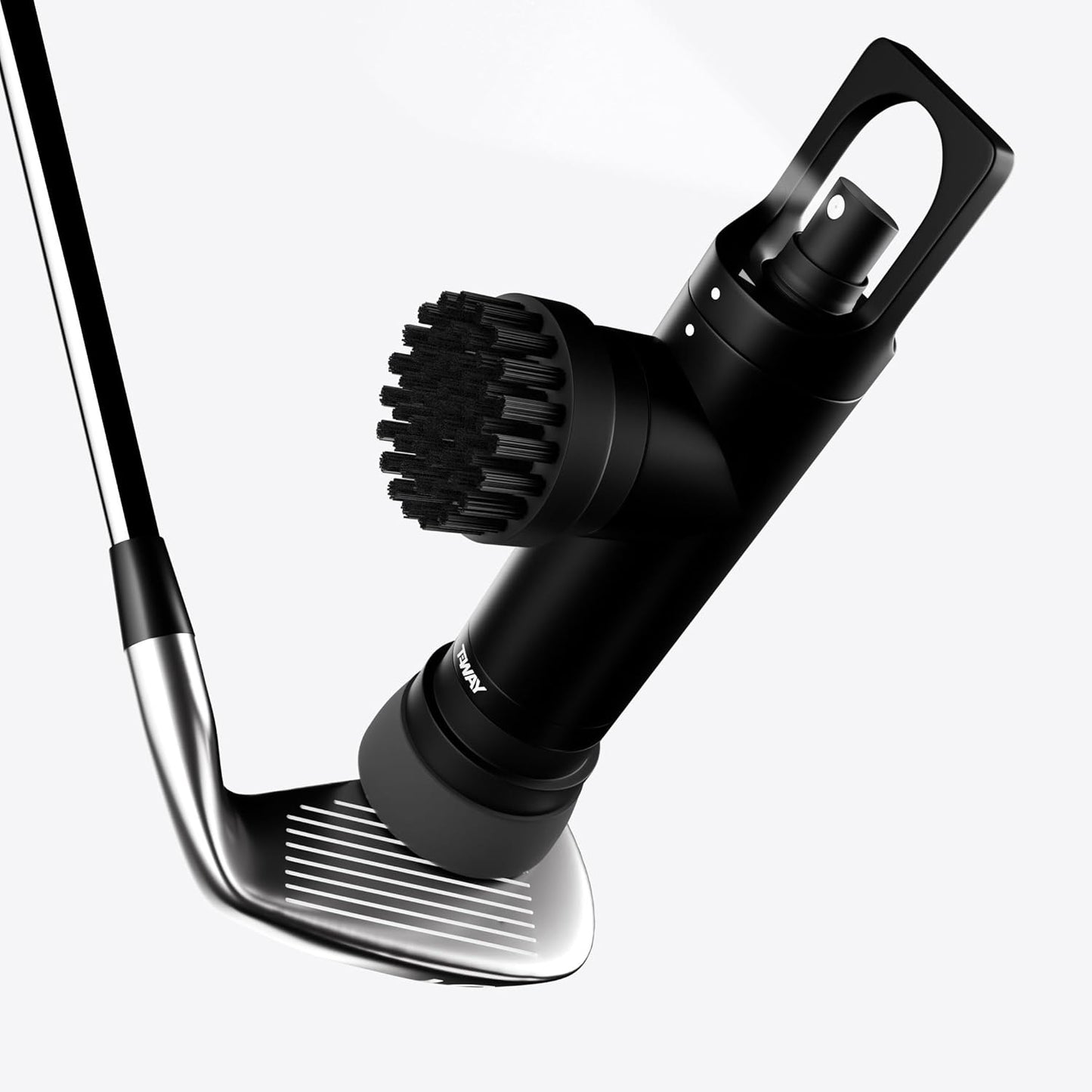 Golf Club Brush Cleaner with Water Spray Bottle and Sponge - Clean Golf Clubs Golf Balls Shoes All at Once - Heavy Duty - Golf Cleaning Device - Golf Accessories- USA Company (Matte Black)