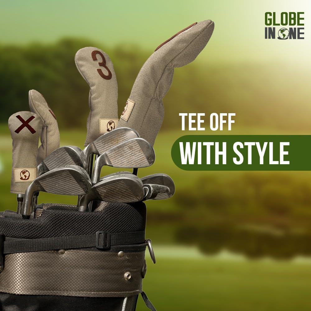 Premium Golf Club Head Covers Set of 4 Fits Drivers Fairways Hybrids 1, 3, 5 and X