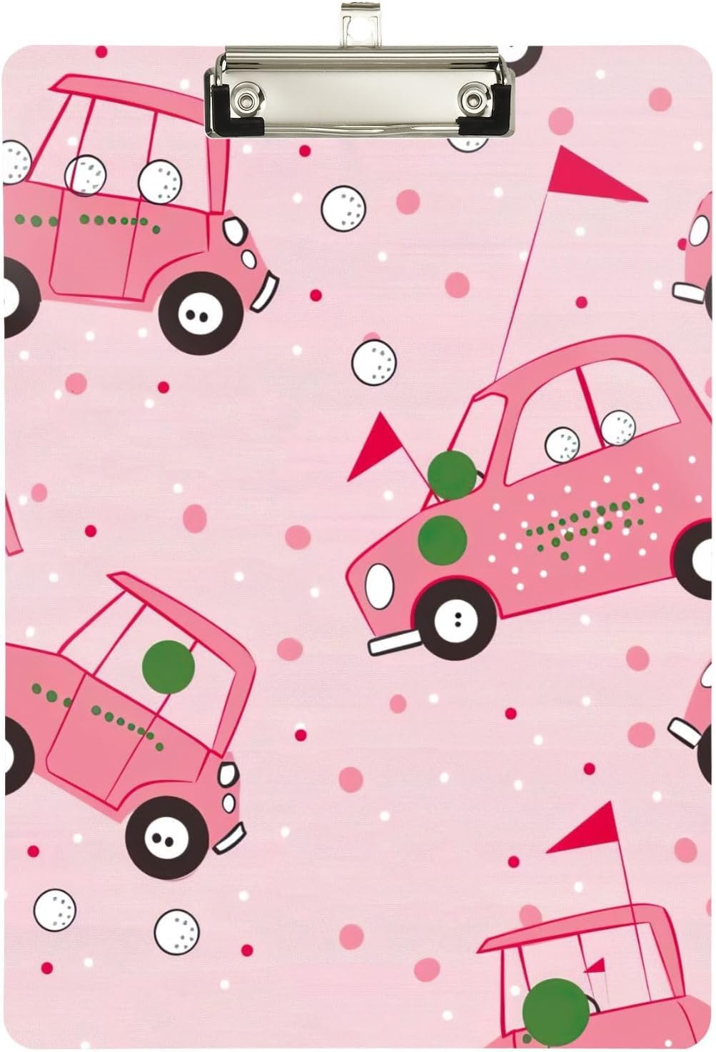 Golf CarThick Clear Acrylic Clipboard with Shiny Gold/Silver Finish Clip21344655