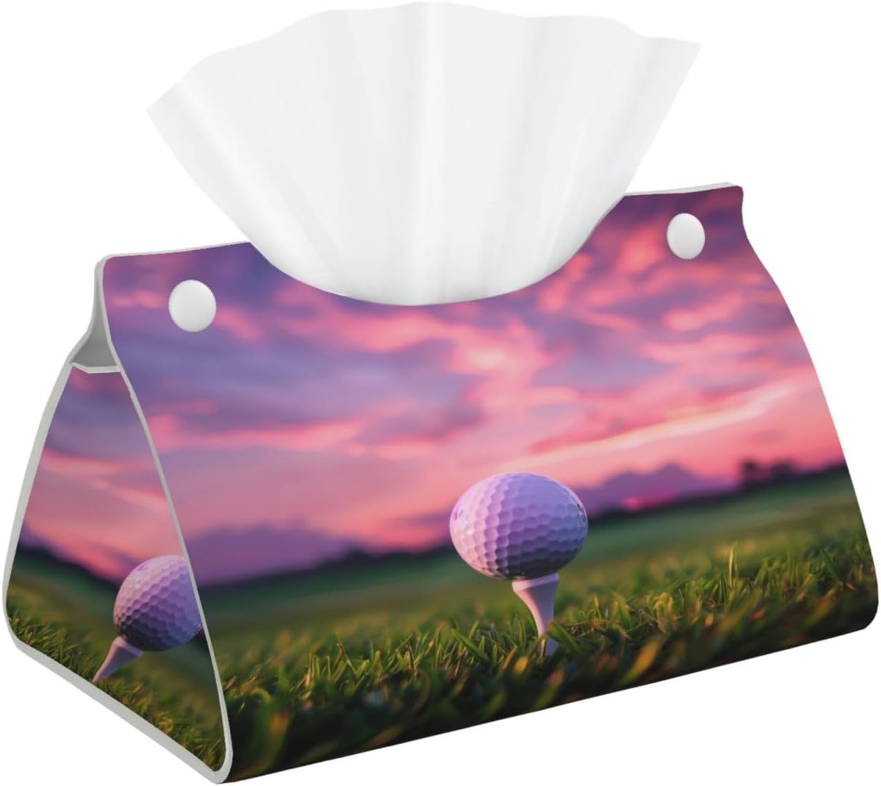 Tissue Box Cover Sports Golf Ball Rectangle PU Leather Tissue Box Holder for Car Bathroom Bedroom Desk Tabletop Decor