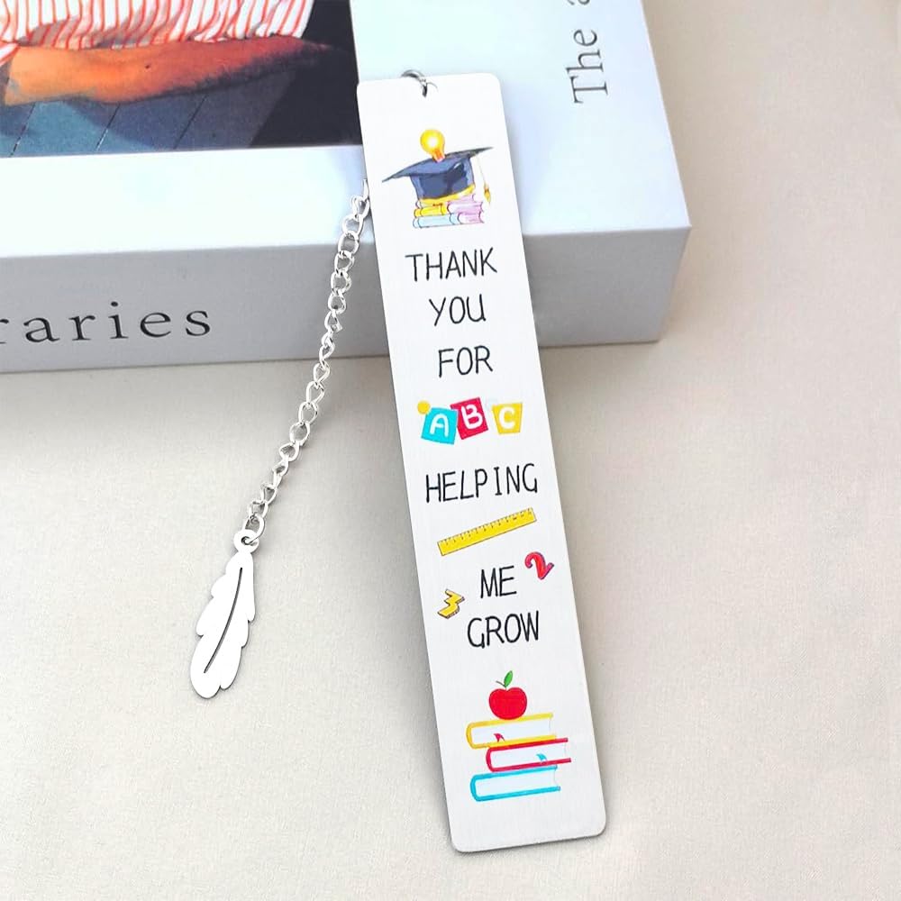 Funny Stainless Steel Bookmark with Chain,Book Marks for Teachers Book Lovers Friends Students Graduation Teacher Appreciation Bookmarks Thank You Gifts