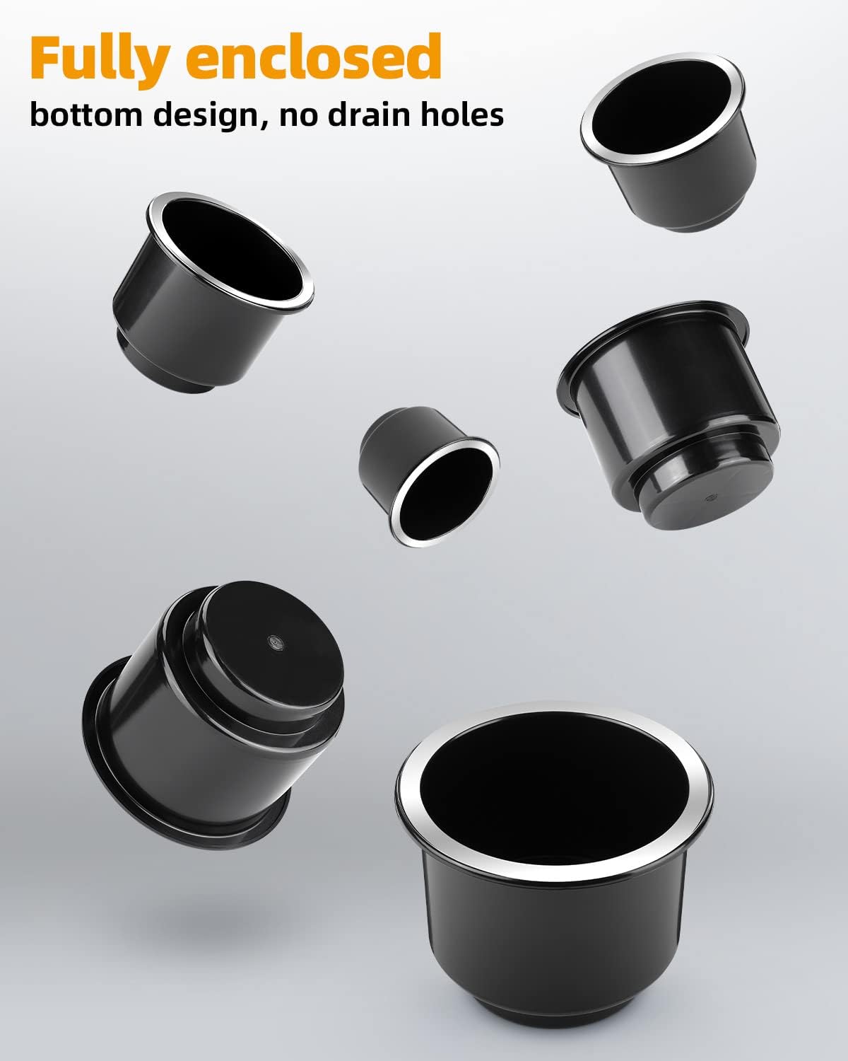 JoyTutus 6pcs Universal Cup Holder Inserts for RV, Boat, Car, Couch, Golf Cart & Pontoon - Elegant Chrome, Large Plastic Drop-in Cup Holders