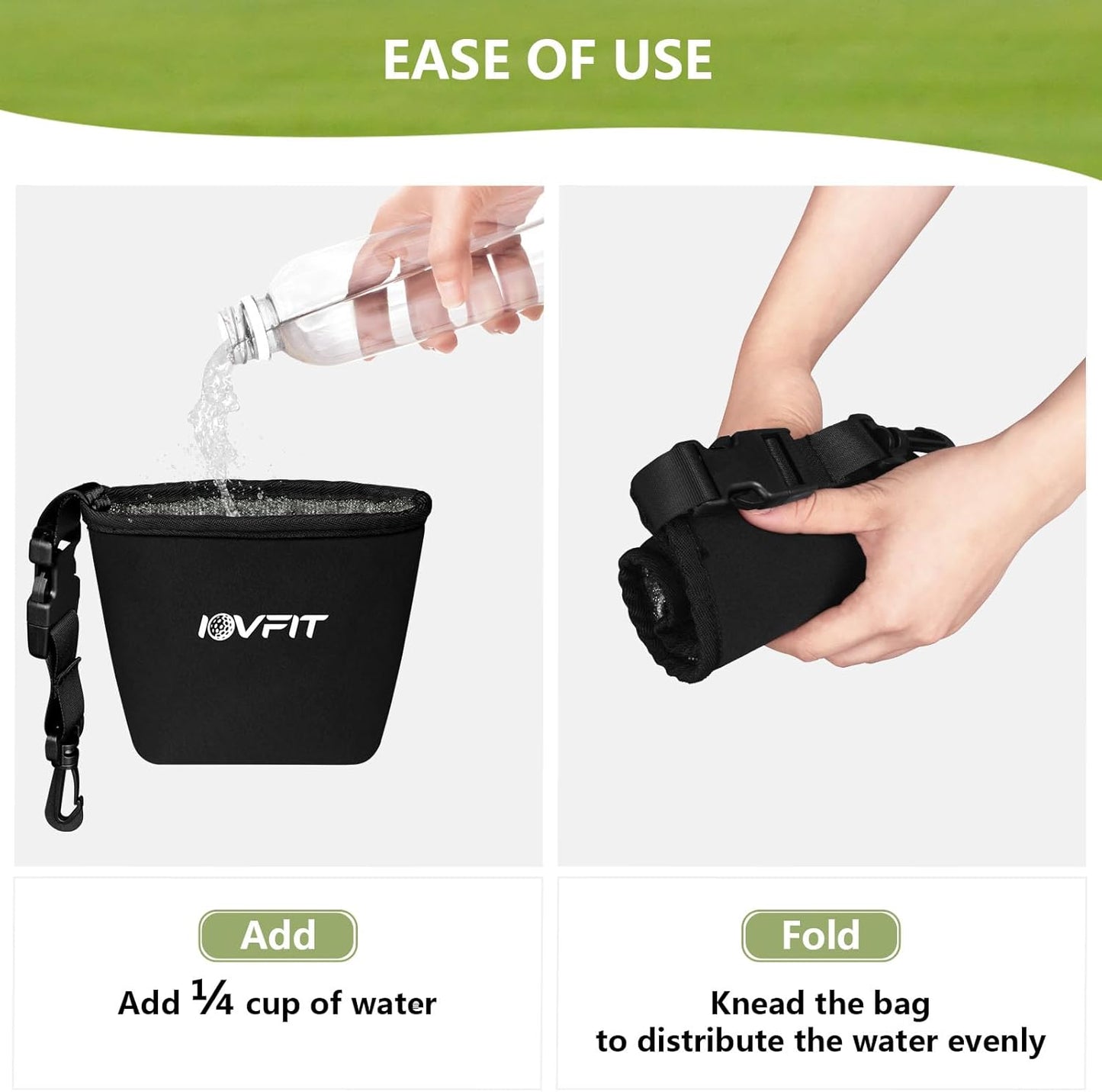 Golf Club and Golf Ball Cleaning Bag，Portable Waterproof Club Cleaner with Detachable Clip, Quick Dirt & Grass Removal, Compact Design for Golfers