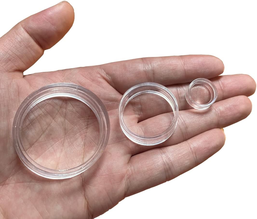 48pcs Clear Sphere Stand, Ball Stand Holder Rings - Round Acrylic Plastic Display for Golf, Baseball, Softball, Tennis, Spheres, Marbles, Collection - 3 Sizes