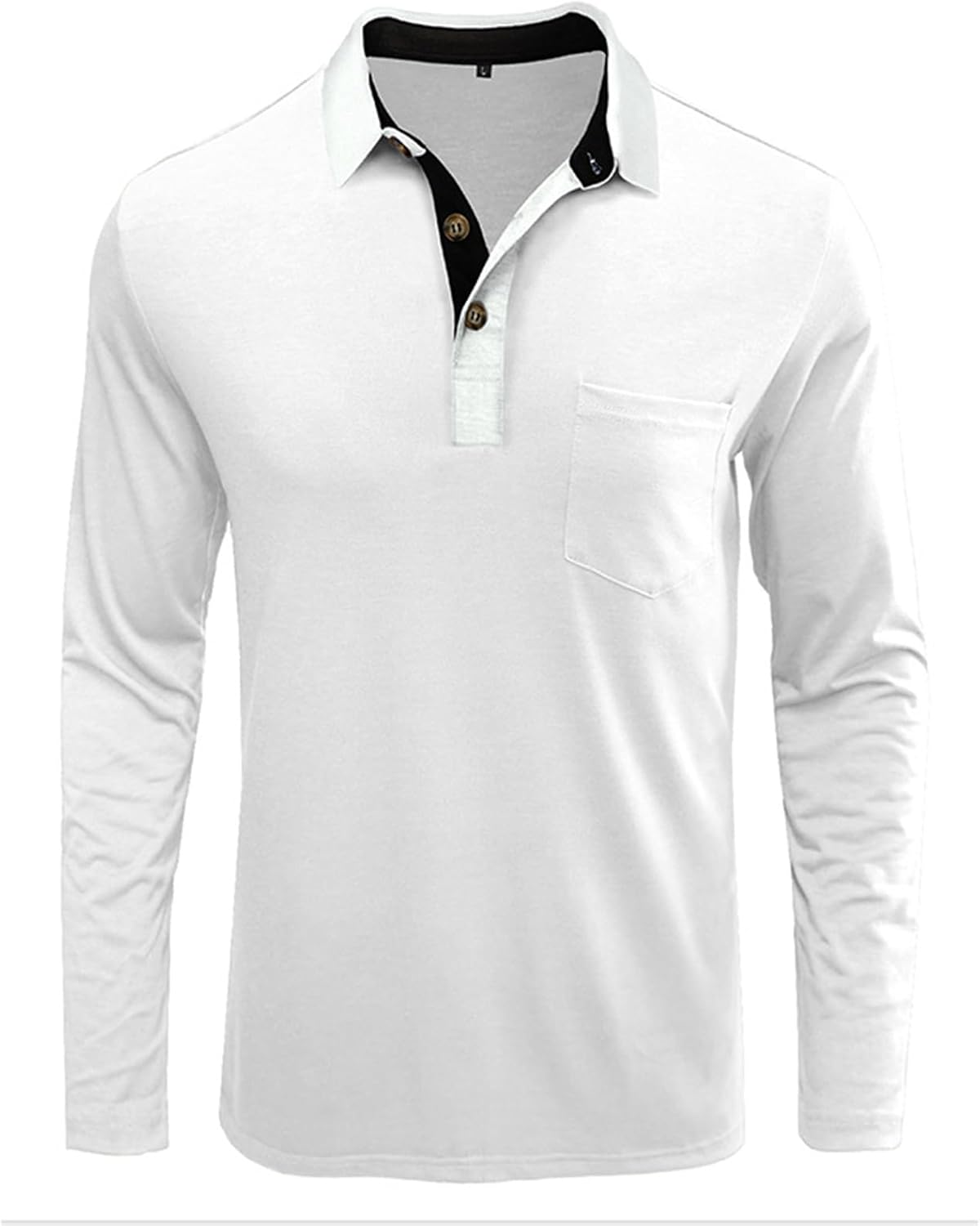 Mens Long Sleeve Polo Shirts Casual Moisture Wicking Golf Polo Shirts with Pocket