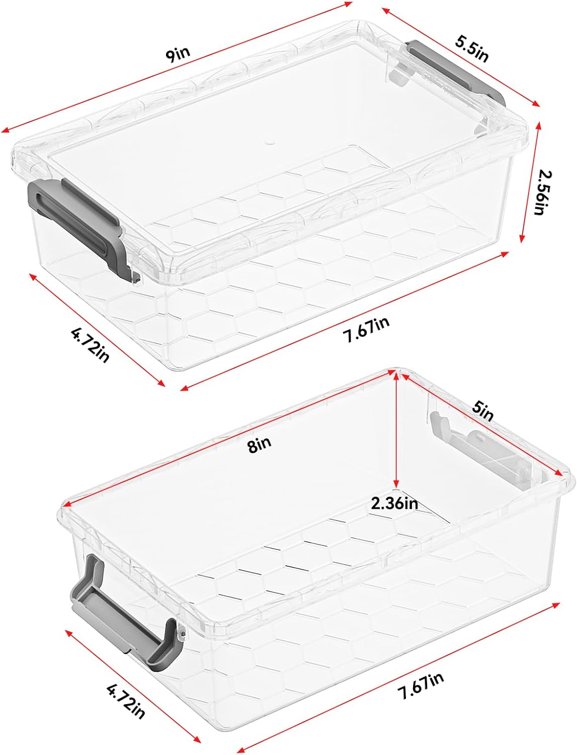4 Pack Extra Large Pencil Box, Plastic Pencil Case Organizer, Clear Crayon Box Marker Organizer, Stackable Craft Organizers and Storage for Pen, Craft, Art Supply(Black)
