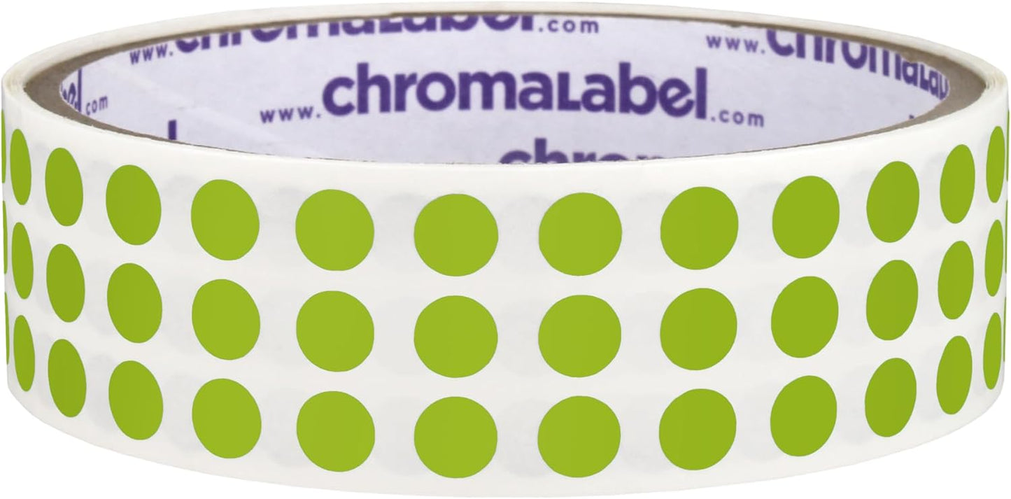 ChromaLabel 0.25 Inch Round Label Permanent Color Code Dot Stickers, 1000 Labels per Roll, Chartreuse