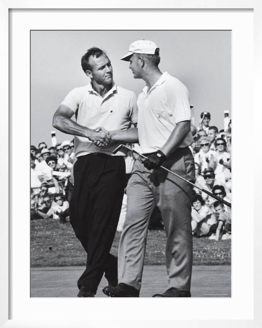 ART.COM Wall Premium Photographic Print Golfer Jack Nicklaus and Arnold Palmer During National Open Tournament on White Frame by John Dominis, 23" x 29"