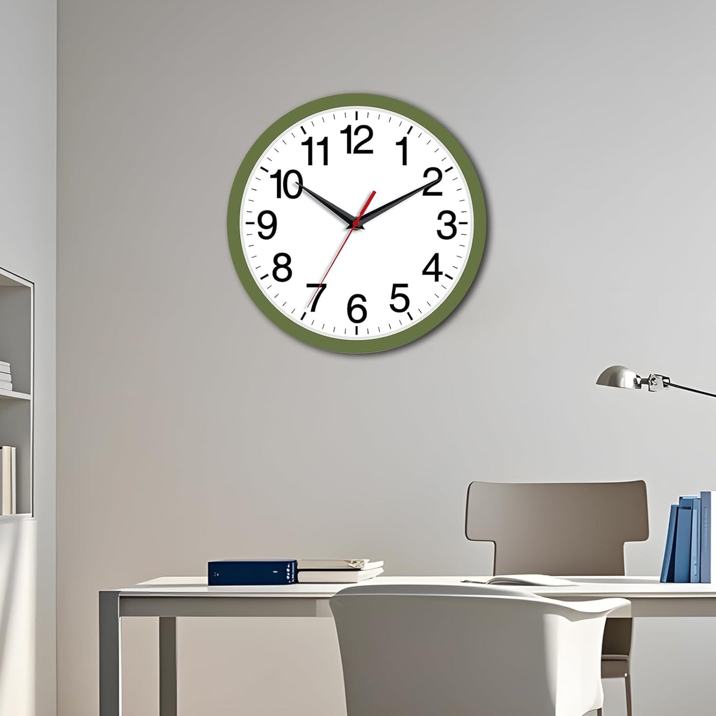 Wall Clock Modern 8 Inch Battery Operated Silent Non Ticking Small Analog Clock Decorative for Bedroom Kitchen Bathroom Office Home (Olive Green)