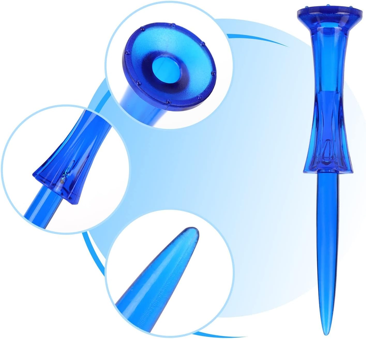 Golf Tees 3-1/4’’ 50 Count Plastic Golf Tees Reduced Friction & Side Spin Professional Unbreakable Golf Tees Durability and Stability Golf Tee