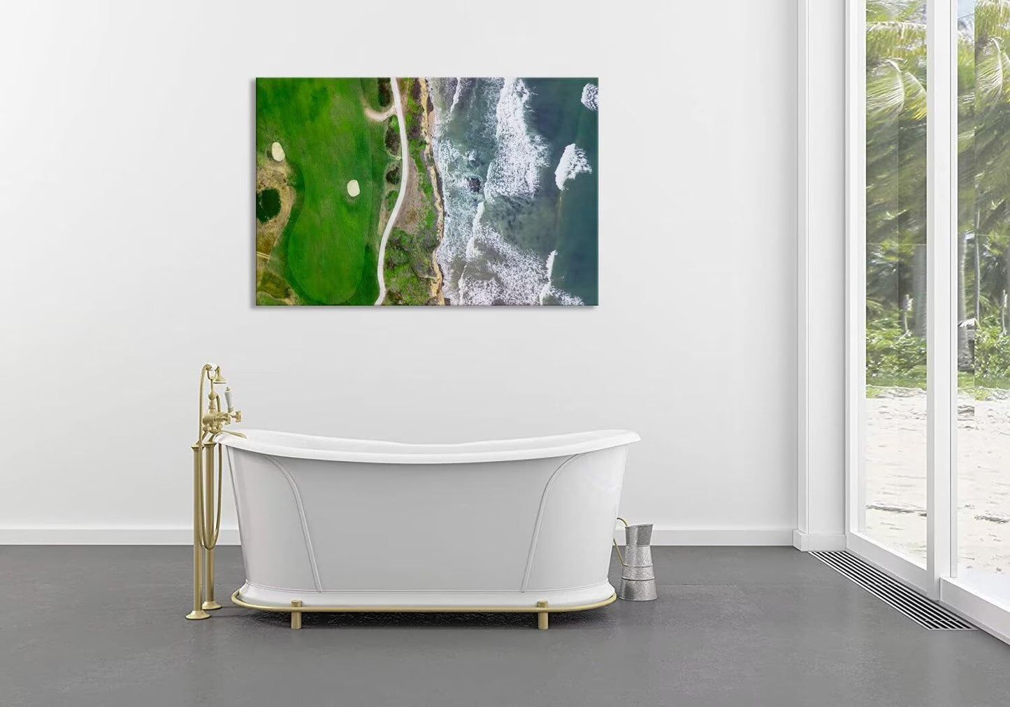 Half Moon Bay Golf Links in San Francisco California Wall Art for Office Living Room Bedroom Bathroom Wall Decor Golf Picture Poster Framed Artwork Canvas Prints Ready to Hang(18''H x 24''W)