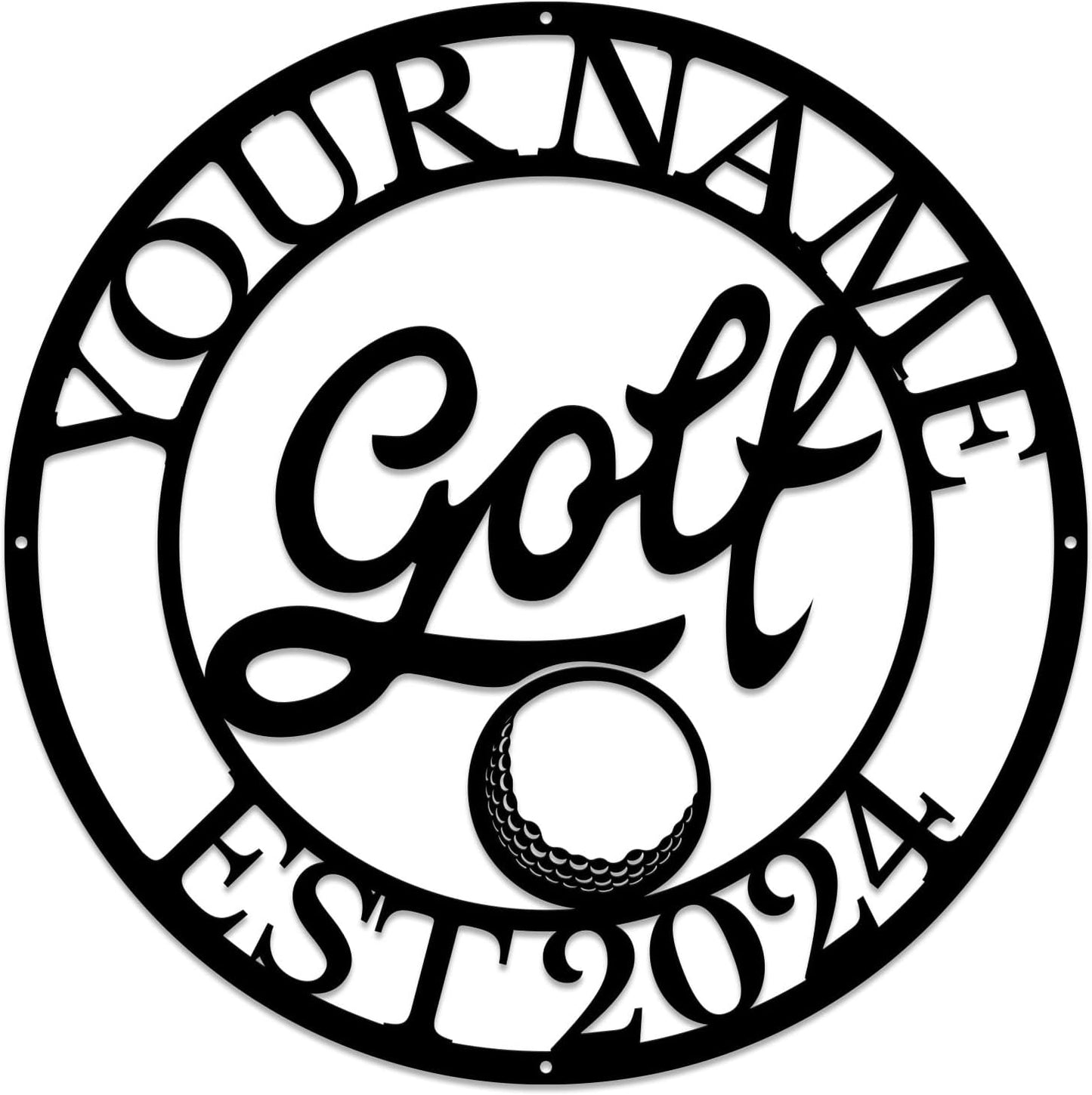 Golf Art Metal Signs,Custom Golf Metal Name Signs,Personalized Golf Signs,Black Golf Metal Wall Art Signs,Golfball Home Outdoor Metal Signs (Style J)