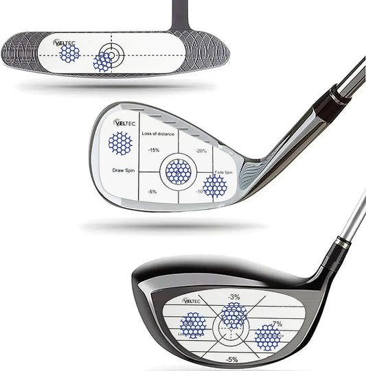 Veltec Premium Golf Impact Tape Labels, Self-Teaching Sweet Spot and Consistency Analysis, 300 Pieces (100 Wood, 100 Iron and 100 Putter), Useful Training Aid Improve Ball Striking