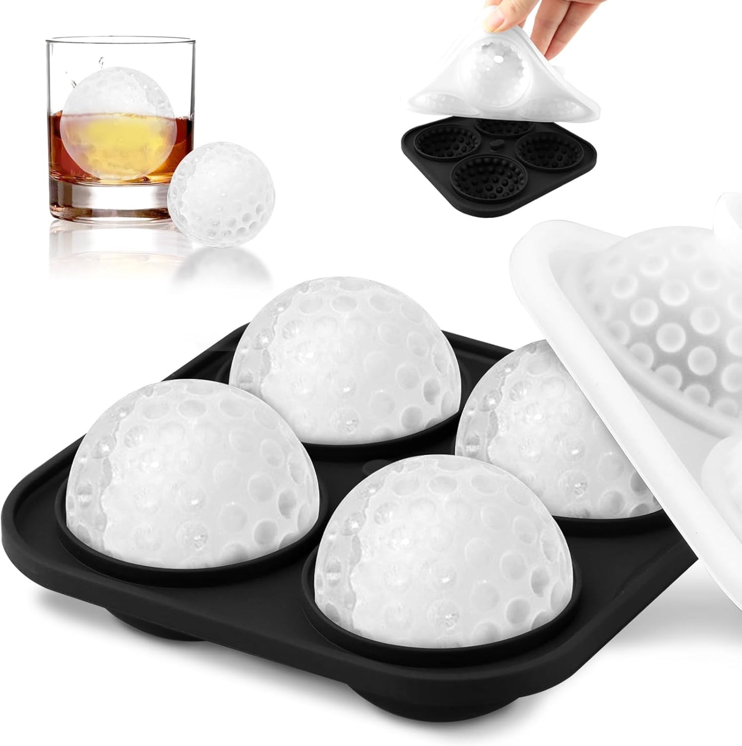 Molds for Golf Ball of Ice Cube,Silicone Mold for Cocktails,Whiskey,Sphere Ice Mold(Black)