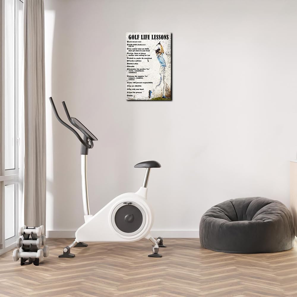 Strofupp Golf Wall Art Inspirational Quotes Life Lessons Poster Framed Sport Picture Wall Decor Golf Poster 12x18 inches