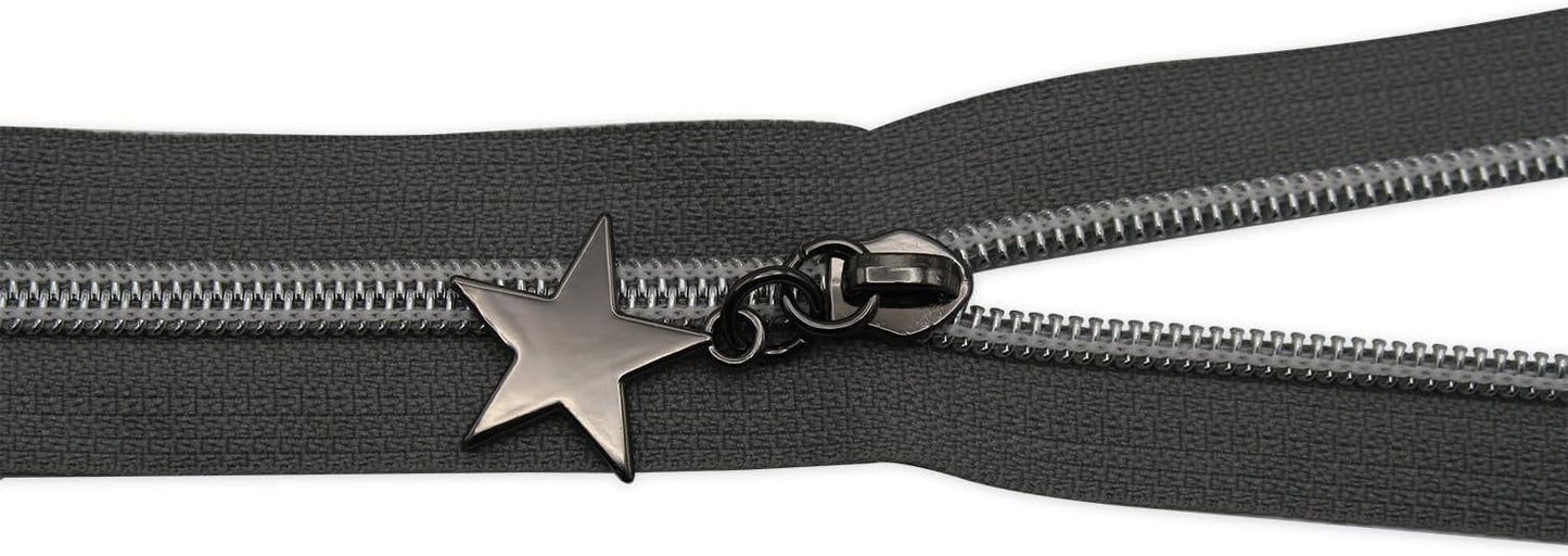 HOLSHUN #5 Zipper Sliders Zipper Pull 30pcs Bulk Heavy Duty Metal Gunmetal Pulls for #5 Nylon Coil Zippers Replacement Luxury Bag Hardware Luggage & DIY Craft Supplies Star