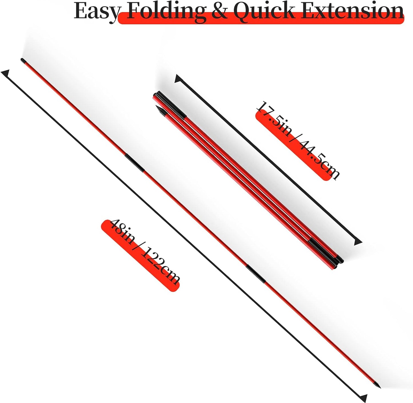 MoKo Golf Alignment Stick, 2 Set Golf Alignment Rods, 48" Collapsible Alignment Stick Golf Training Aid for Aiming, Putting, Posture Corrector, Golf Practice Sticks with Clear Tube Case