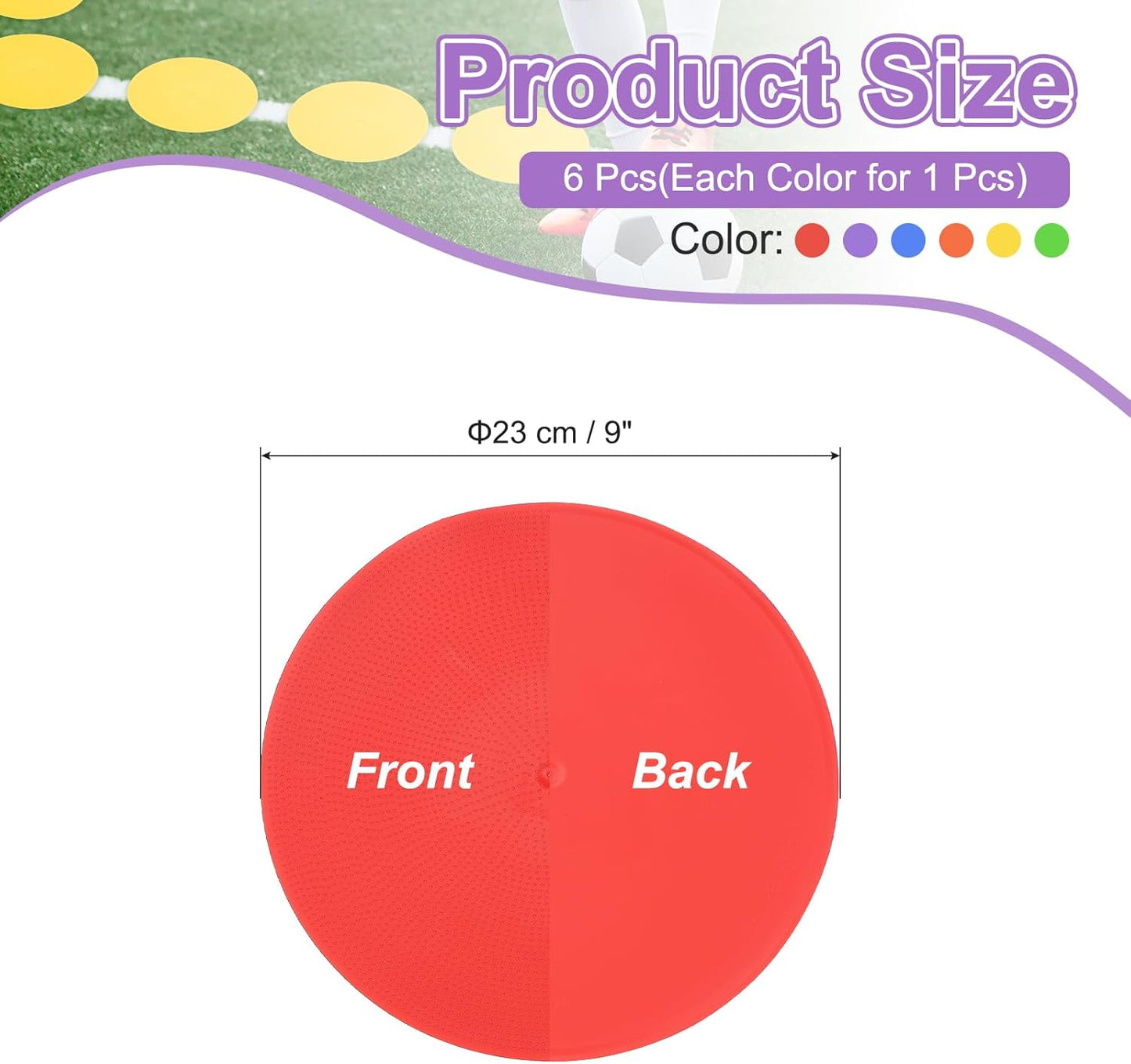 PATIKIL Spot Markers, Non-Slip Floor Dots Agility Markers Flat Field Cones Poly Dots for Gym PE Speed Training Dance Soccer Basketball Sports