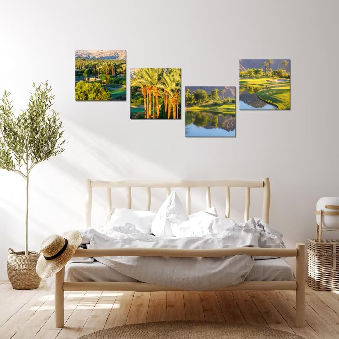 Pankila Indian Wells Golf Course Wall Art USA California Picture Golf Course at in Palm Wall Decor for Living Room Bedroom Office Home Decorations Painting Framed Artwork (20''W x 20''H x 4)